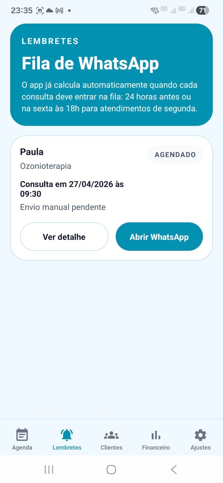EasyAgenda — Fila de lembretes